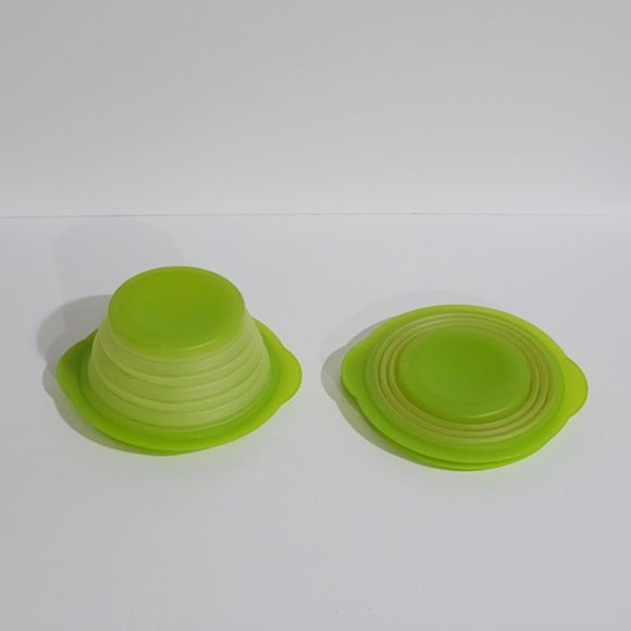Tupperware 5452A-1 Flat Out Collapsible Bowls -Set of 2 Green - Good Condition - Picture 3 of 4